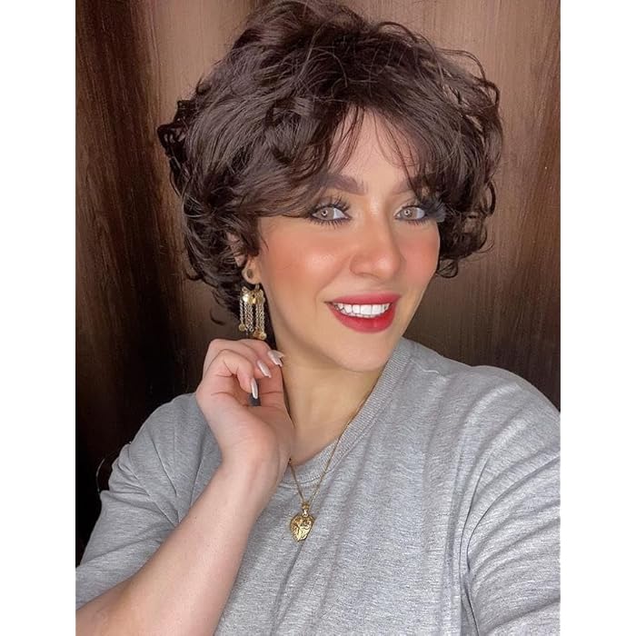 DILLARDS Short Pixie Cut Wig, Wavy Black Synthetic Hair, Layered Style with Side Bangs, Natural Looking Volume for Daily Wear - Image 4